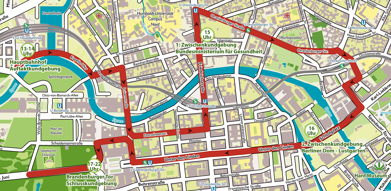 Route Hanfparade 2015 - Berlin