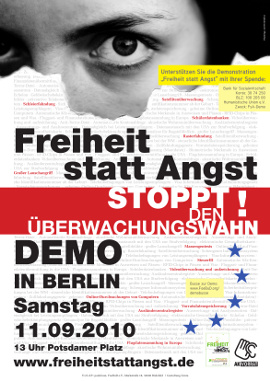 Poster der Freiheit statt Angst Demonstration am 10.9.2010 in Berlin (kleine Version)