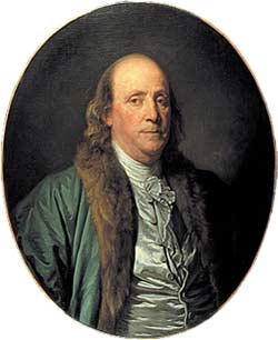 Benjamin Franklin in einem Gemälde von Jean-Baptiste Greuze