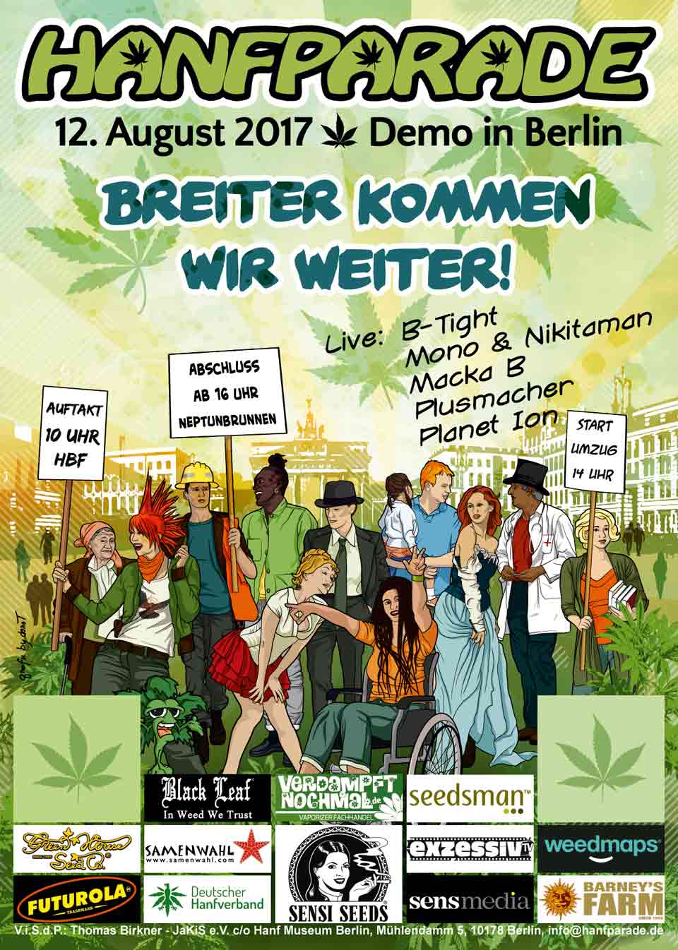 Poster der Hanfparade 2017 - Breiter kommen wir weiter