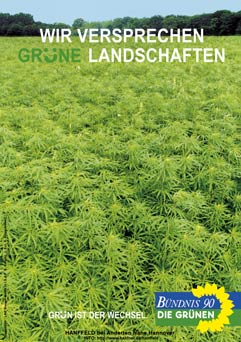 Wir versprechen grüne Landschaften - Wahlplakat der Grünen zur Bundestagswahl 1998