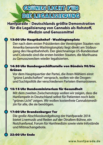 Rückseite des Hanfparade Flyers