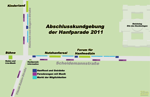 Plan der Abschlusskundgebung der Hanfparade 2011