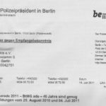 Kopf eines Briefes aus dem Büro des Polizeipräsidents in Berlin an die Hanfparade