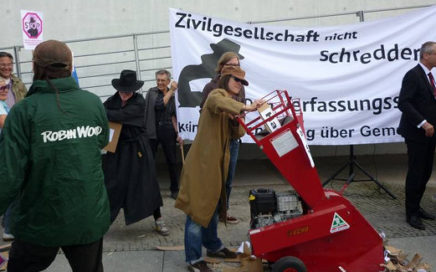 Foto von der Aktion vor dem Bundestag