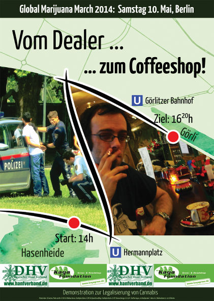 Flyer des Global Marijuana March 2014 Berlin