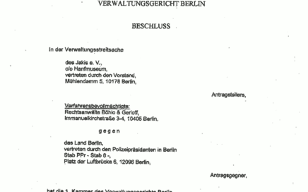 Scan von Seite 1 des Beschlusses des Verwaltungsgerichts