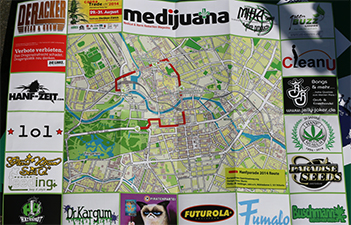 Hanfparade 2014 Stadtplan von vorne