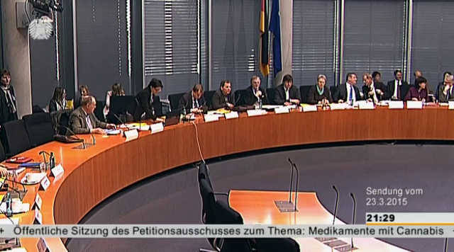 Foto aus dem Stream: Bundestag Sitzung des Petitionsausschuss zu Cannabis als Medizin