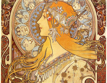 Alfons Mucha: Zodiac, Grafik 1896. Abbildung des Postermotivs.