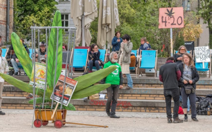 Foto vom Menschen mit einer Hanfblattplastik im Käfig