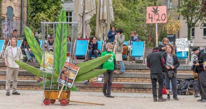 Foto vom Menschen mit einer Hanfblattplastik im Käfig