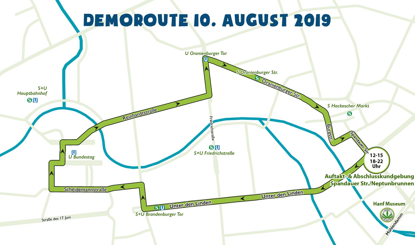 Grafik der Route der Hanfparade 2019