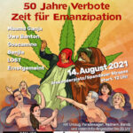 Hanfparade 2021 Flyer Grafik 50 Jahre Verbote - Zeit für Emanzipation