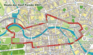 Route der Demonstration Hanfparade in 2021