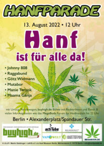 Poster Motiv Hanfparade 2022 am 13.8. in Berlin