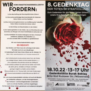 Flyer vom Knastschadenkollektiv zum Gedenktag