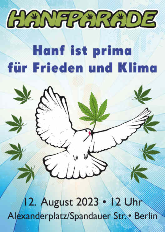 Graphic Poster of the Hanfparade 2023 at 12th August 2023 in Berlin, Germany.