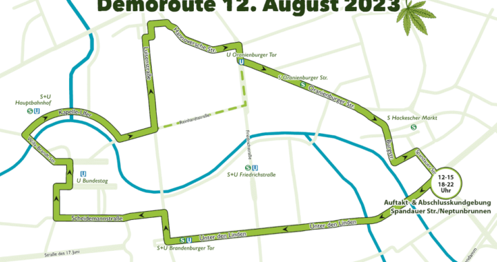 Grafik der Route der Hanfparade 2023