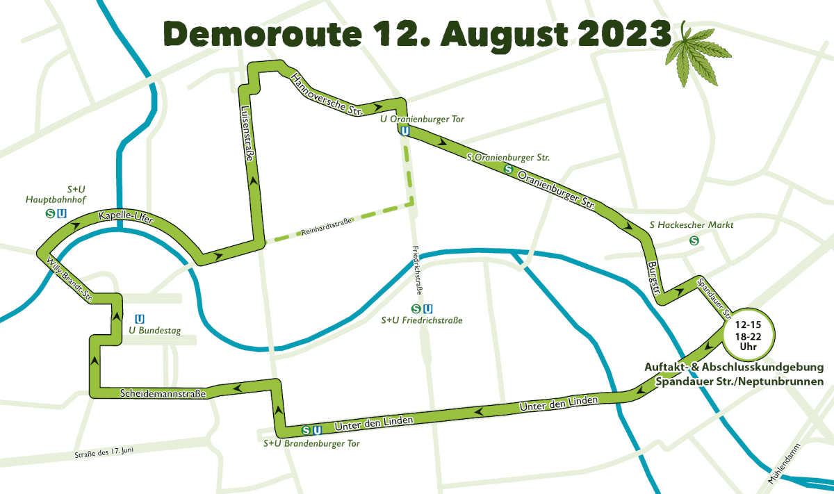 Grafik der Route der Hanfparade 2023