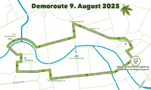 Grafik der Demonstrationroute der Hanfparade 2025 am 9. August in Berlin