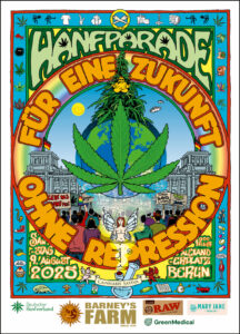 Hanfparade 2025 am 9 August in Berlin Poster Grafik 1200px für Social Media und so was