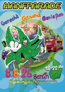 Hanfparade 2026 Poster Motiv "Gerecht Gesund Geniessen"