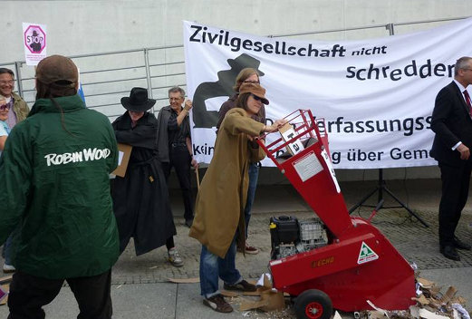 Foto von der Aktion vor dem Bundestag