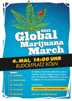 Plakat des 2013 Global Marijuana March in Köln