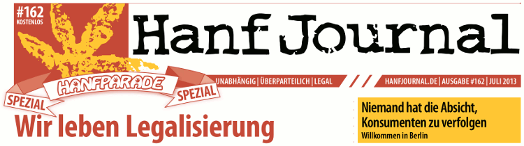 Abbildung: Titelbanner der Hanf Journal Sonderausgabe zur Hanfparade 2013