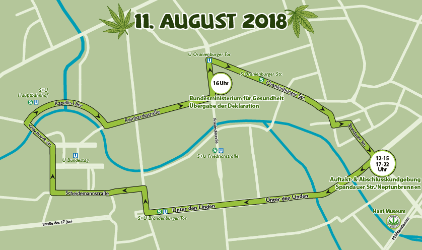 Route der Hanfparade 2018 in Berlin