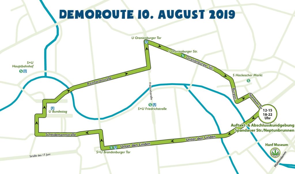 Grafik der Route der Hanfparade 2019